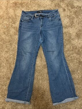 Fashion Nova Mid Blue Flare Jeans with Belt